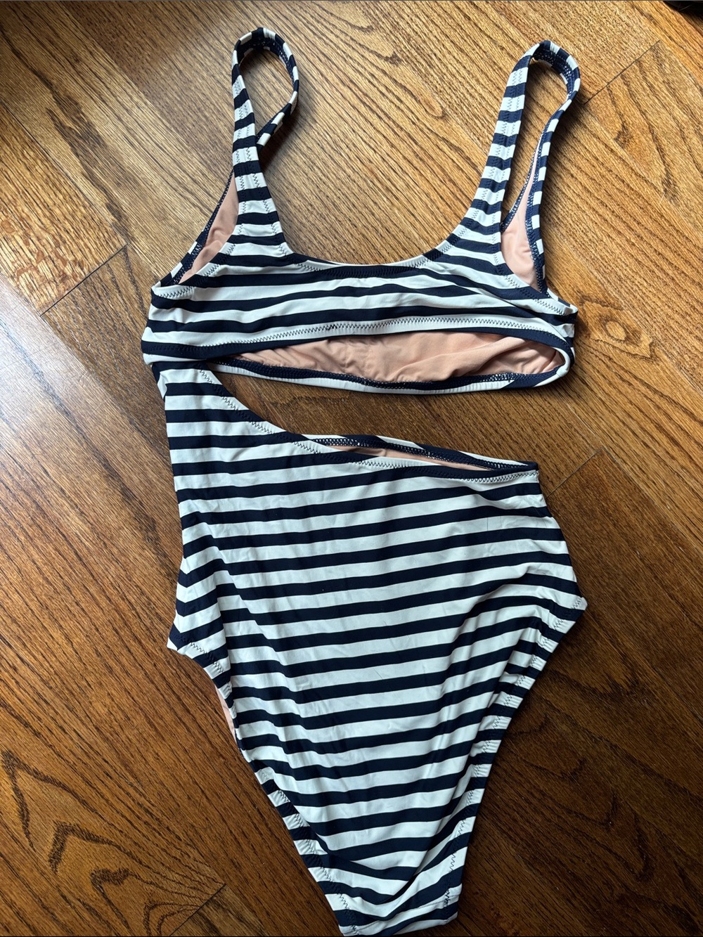 J. Crew cutout one-piece swimsuit in navy stripe - Picture 4 of 6